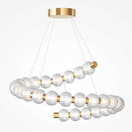 Pendelleuchte Goldfarbener Metallrahmen Gerillte Glaskugeln LED 40 W 3000 K – Amulet | Maytoni - Esszett Luxury | Stilvolles Wohnen mit Charakter