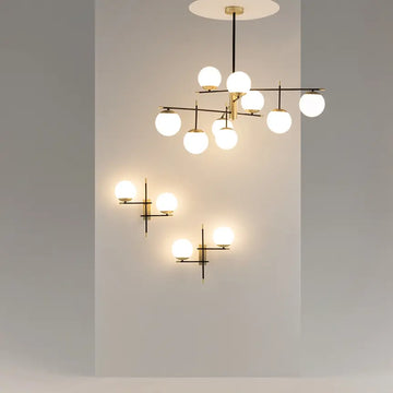 Pendelleuchte – Schwarzes Metall, Glasschirme, 6× E14, Ø100 cm - Nostalgia | Maytoni