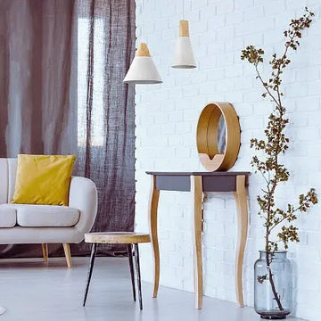 Pendant lamp with white metal shade and beech wood detail in modern design – Bicones | Maytoni