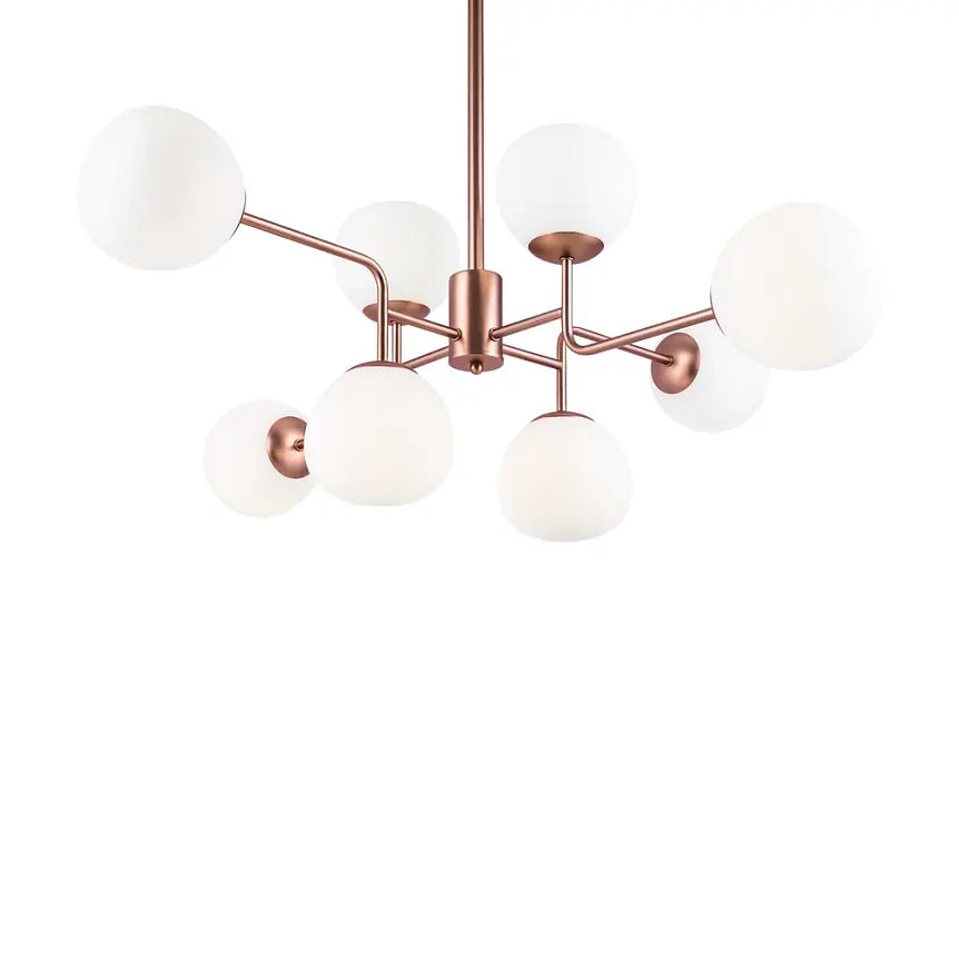 Chandelier matte brass frame, satin glass, 8-bulb – Erich | Maytoni