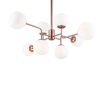 Chandelier matte brass frame, satin glass, 8-bulb – Erich | Maytoni
