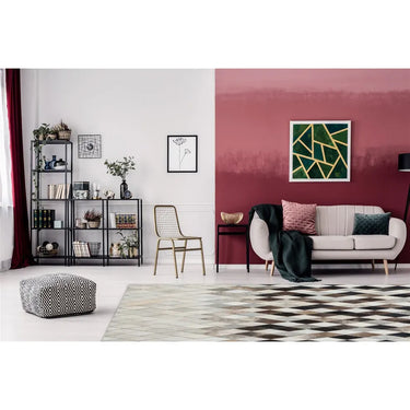 Teppich – Graue Farbe, Echtleder, Rautenmuster Design, 150 cm - Lavish 510 | Kayoom