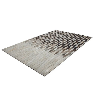 Teppich – Graue Farbe, Echtleder, Rautenmuster Design, 150 cm - Lavish 510 | Kayoom