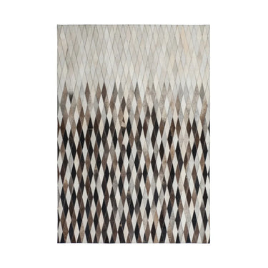 Teppich – Graue Farbe, Echtleder, Rautenmuster Design, 150 cm - Lavish 510 | Kayoom