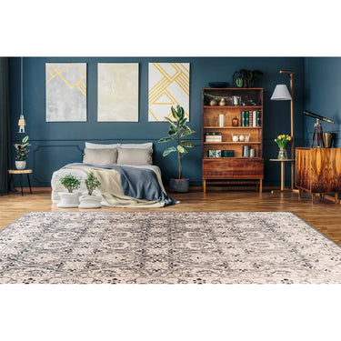 Teppich – Ornamentales Muster, Beige Farbgebung, Bordüren Design, 80 x 150 cm - Saphira 300 | Kayoom