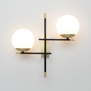 Wall light with black and gold finish and white opal glass shade – Nostalgia | Maytoni