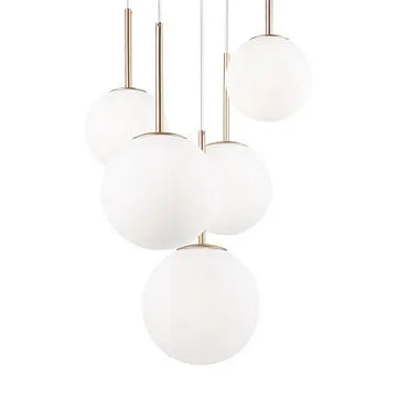 Pendant Light Gold-colored Metal Matte White Glass Spheres Cluster Design – Basic Form | Maytoni