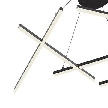 Pendant light with black geometric metal frame, integrated 79 W LED and opal/acrylic diffuser – Line | Maytoni
