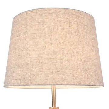 Floor lamp made of metal & wood frame with fabric shade in tripod design – Calvin | Maytoni