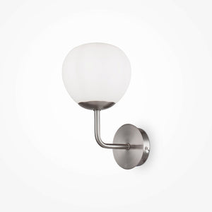 Wall lamp with satin nickel finish and white frosted glass shade – Erich | Maytoni