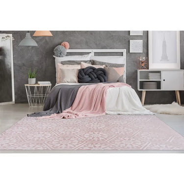 Teppich – Hexagon Muster, Geprägte Oberfläche, Rosa Farbgebung, 160 x 230 cm - Monroe 225 | Kayoom