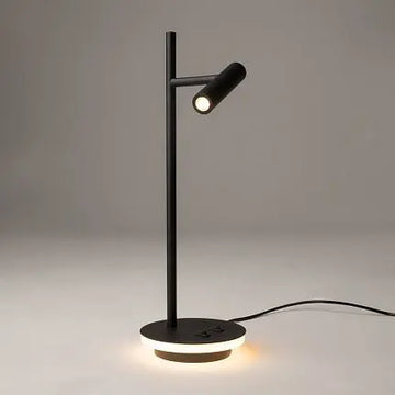 Table lamp Black metal frame Cylindrical LED spot & Illuminated base – Estudo | Maytoni