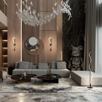 Floor lamp black metal frame, white opal diffuser & integrated LED (3000 K) – Tau | Maytoni