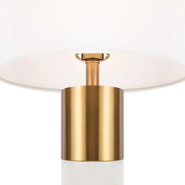 Table Lamp Round Ceramic & Metal Base Brass Finish & Fabric Shade – Bianco | Maytoni