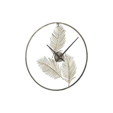 Wanduhr – Gold Metall, Runde Form, Blattdetails - Logas | PTMD