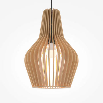 Pendant Lamp Black Metal & Wood Modern Design & Integrated LED – Roots | Maytoni
