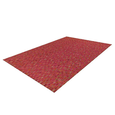 Teppich – Filigrane Patchworkoptik, Natürlicher Materialmix, Rote Farbwelt, Flachflor - Wild 8022 | Kayoom