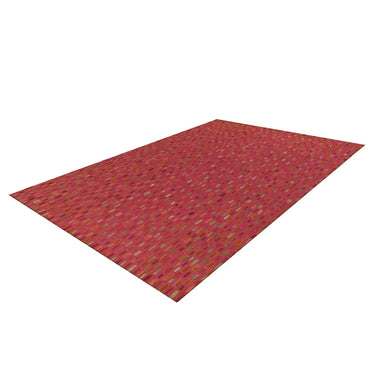 Teppich – Filigrane Patchworkoptik, Natürlicher Materialmix, Rote Farbwelt, Flachflor - Wild 8022 | Kayoom