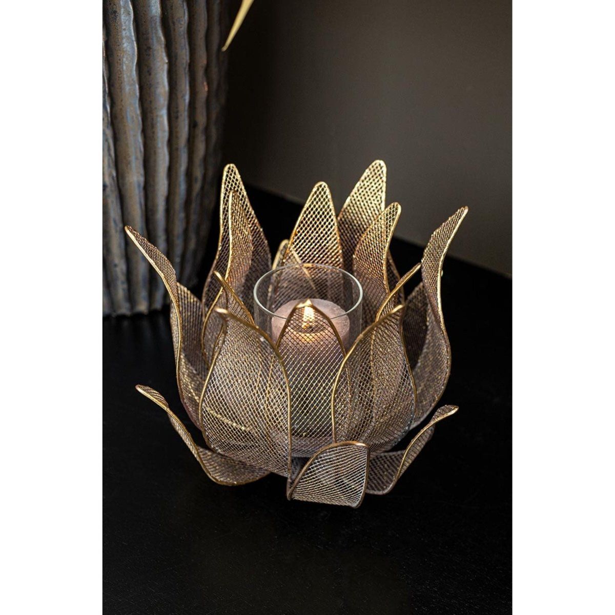 Windlicht - Milia gold iron flower von PTMD - Esszett Luxury | Stilvolles Wohnen mit Charakter