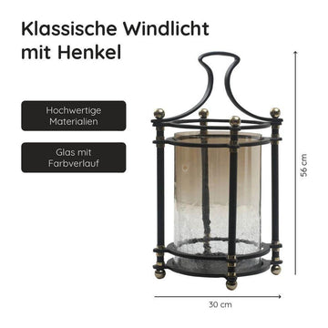 Windlicht - Xylon Black stainless steel von PTMD - Esszett Luxury | Stilvolles Wohnen mit Charakter