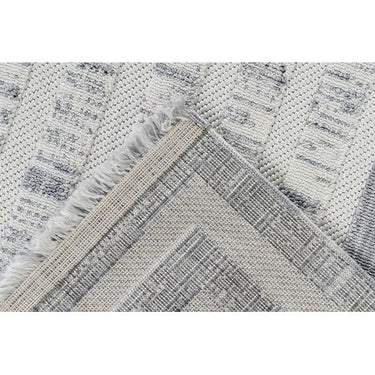 Teppich – Polyester Flor, Graue Farbgebung, Flachgewebe Design, 80 x 150 cm - Sarai 125 | Kayoom