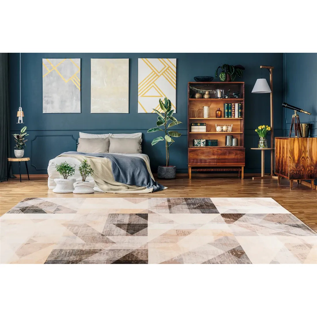Teppich – Grau-Beige Farbgebung, Vintage Muster, Kurzflor Design, 120 x 170 cm - Saphira 900 | Kayoom