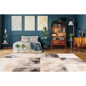 Teppich – Grau-Beige Farbgebung, Vintage Muster, Kurzflor Design, 120 x 170 cm - Saphira 900 | Kayoom