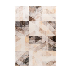 Teppich – Grau-Beige Farbgebung, Vintage Muster, Kurzflor Design, 80 x 150 cm - Saphira 900 | Kayoom