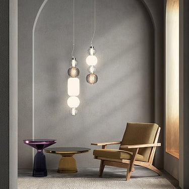Pendelleuchte mit Chrom - Metallbasis, transparentem Glas und geometrischem Muster im modernen Design – Collar | Maytoni - Esszett Luxury | Stilvolles Wohnen mit Charakter