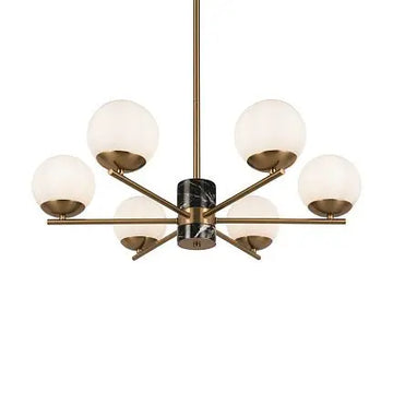 Pendelleuchte – Messingfarbenes Metall, Glasschirm, E27 Fassung, 60 W Leistung, Ø67 cm - Marble | Maytoni