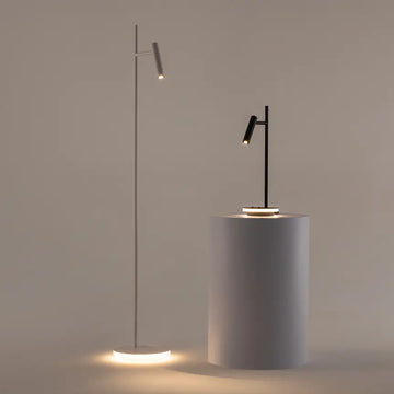 Table lamp Black metal frame Cylindrical LED spot & Illuminated base – Estudo | Maytoni