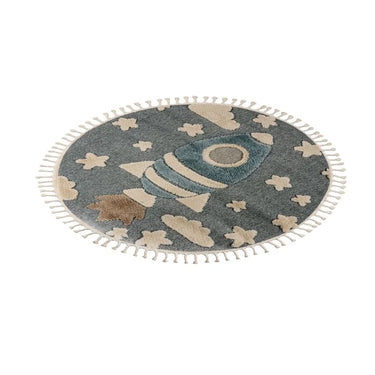 Teppich – Raketenmotiv, Polypropylen Flor, Kurzflor Struktur , 133 x 133 cm- Modena 416 | Kayoom