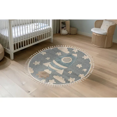 Teppich – Raketenmotiv, Polypropylen Flor, Kurzflor Struktur , 133 x 133 cm- Modena 416 | Kayoom