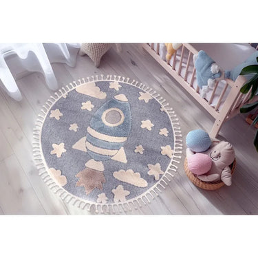 Teppich – Raketenmotiv, Polypropylen Flor, Kurzflor Struktur , 133 x 133 cm- Modena 416 | Kayoom