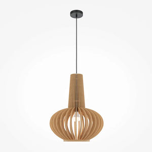 Pendant Lamp Black Metal & Wood Modern Design & Integrated LED – Roots | Maytoni