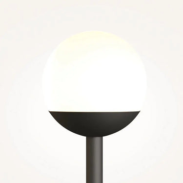 Black metal wall lamp with two white glass spheres and touch dimmer | Maytoni