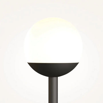 Black metal wall lamp with two white glass spheres and touch dimmer | Maytoni