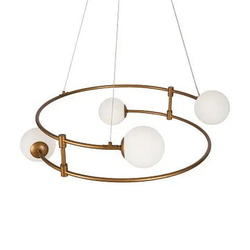 Pendant Lamp Gold-coloured Metal Frame 4 Amber Glass Ovals 4×E14 40W – Balance | Maytoni