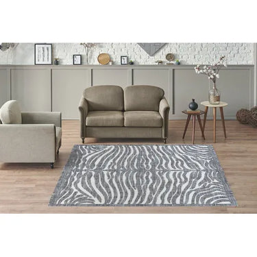 Teppich – Polyester Flor, Graue Farbgebung, Grafisches Muster 80 x 150 cm- Sarai 325 | Kayoom