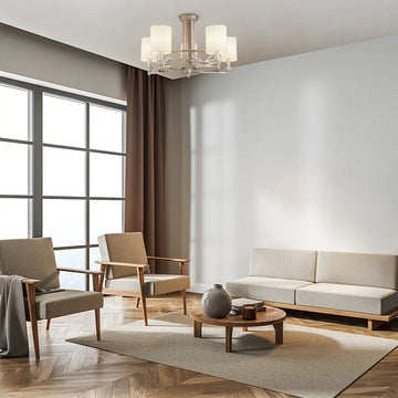 Chandelier with Metal Frame in Cream Gold Finish & Fabric Lampshades – Vittoria | Maytoni