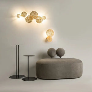 Wall light Gold, metal frame, floral perforated discs – Lovetann | Maytoni
