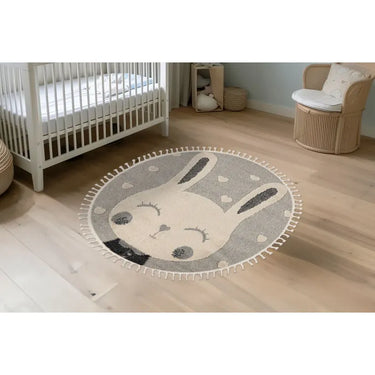 Teppich – Polypropylen Flor, Hasenmotiv, Herzmuster, 133 x 133 cm - Modena 420 | Kayoom