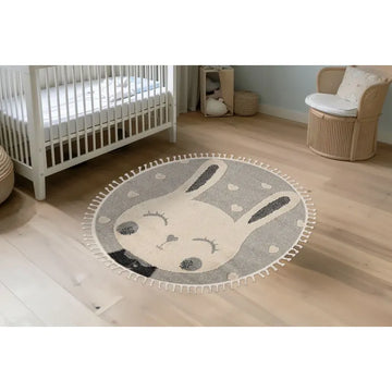 Teppich – Polypropylen Flor, Hasenmotiv, Herzmuster, 133 x 133 cm - Modena 420 | Kayoom