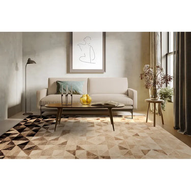 Teppich – Geometrisches Muster, Creme Braun Design, Kurzflor Struktur, 80 x 150 cm - Naila 225 | Kayoom