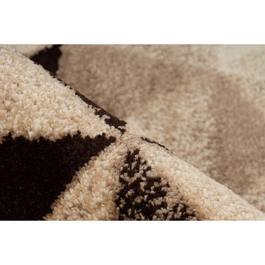 Teppich – Geometrisches Muster, Creme Braun Design, Kurzflor Struktur, 80 x 150 cm - Naila 225 | Kayoom