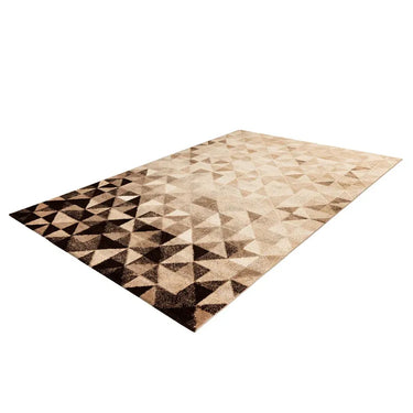 Teppich – Geometrisches Muster, Creme Braun Design, Kurzflor Struktur, 80 x 150 cm - Naila 225 | Kayoom