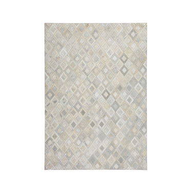 Lederteppich – Echtes Leder, Silberne Applikationen, Geometrisches Muster, 160 x 230 cm - Spark 110 | Kayoom