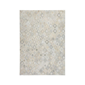 Lederteppich – Echtes Leder, Silberne Applikationen, Geometrisches Muster, 160 x 230 cm - Spark 110 | Kayoom