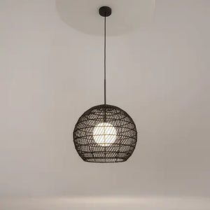 Pendant light black basket shade white glass diffuser & modern design – Cane | Maytoni