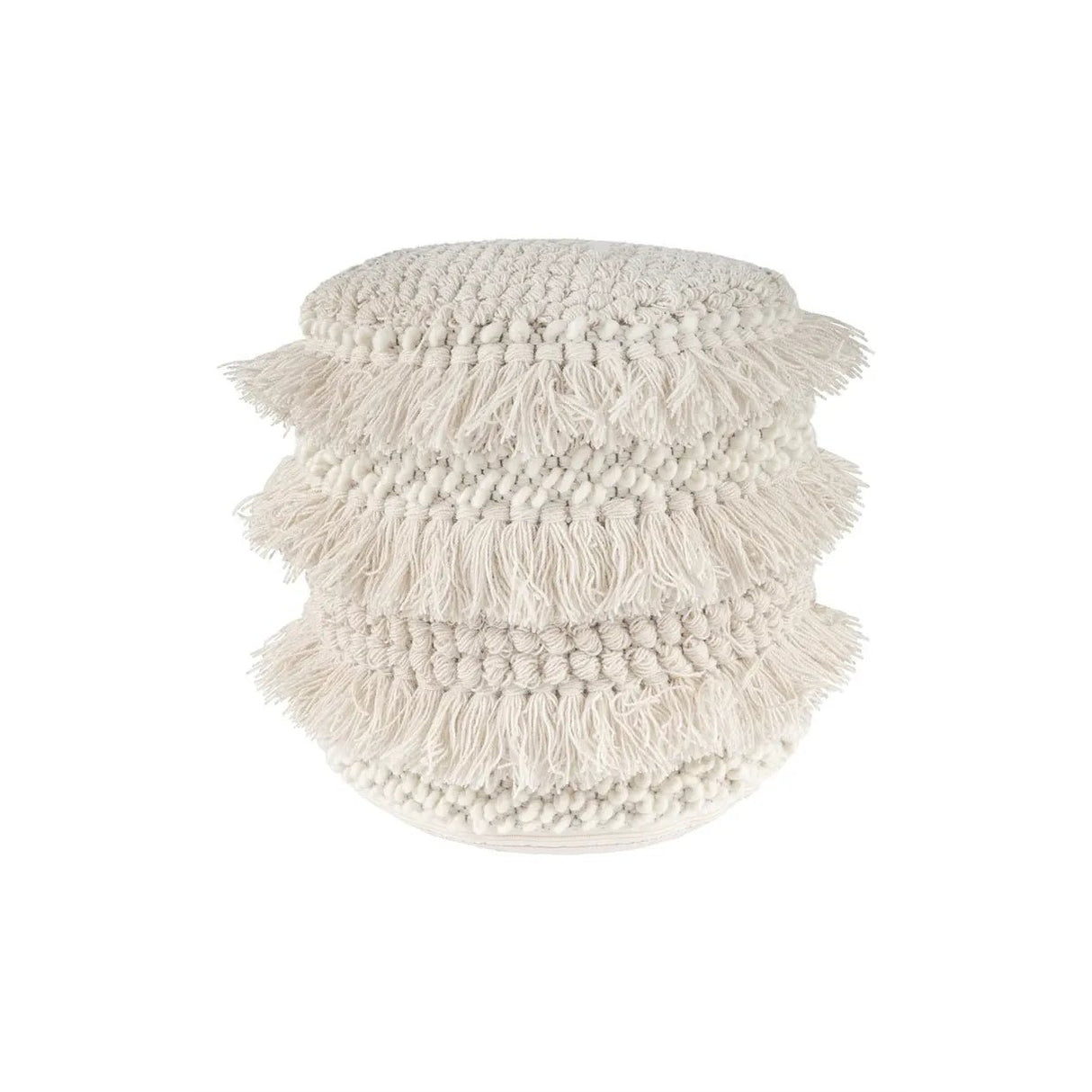 Hocker Wolle Handgefertigt Boho - Struktur mit Fransen & Quasten – Bohist 325 | Kayoom - Esszett Luxury | Stilvolles Wohnen mit Charakter